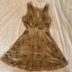 Temperance Beaded Dress NWT Size M Champagne Formal Wedding Guest Cocktail Livia